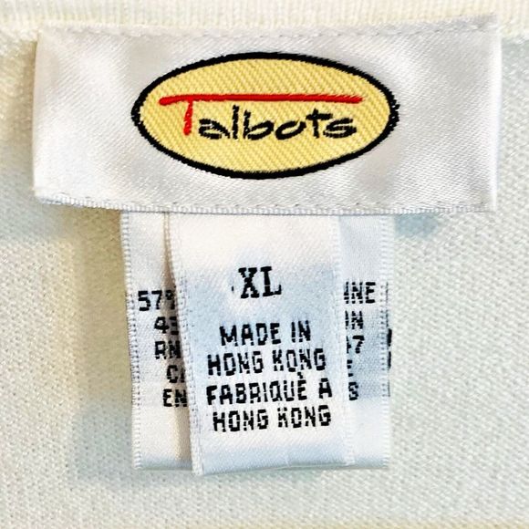 Talbots Black White Wide Stripe Colorblock Knit Top Short Sleeve Sweater Size XL - Picture 3 of 4